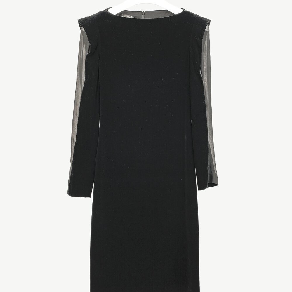 Jean Paul Gaultier Black Velvet Sheer-Sleeve Midi Dress
